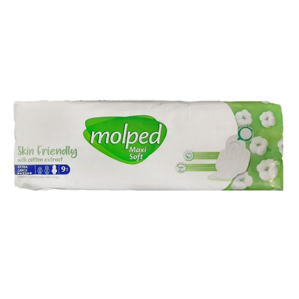 نوار بهداشتی مولپد پنبه‌ای سایز بزرگ بسته 9 عددی