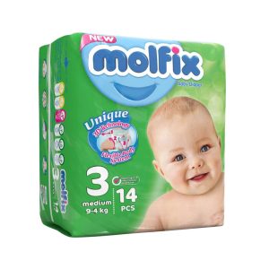 پوشک مولفیکس چسبی سایز 3 بسته 14 عددی