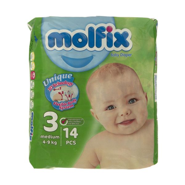 پوشک مولفیکس چسبی سایز 3 بسته 14 عددی - Image 2