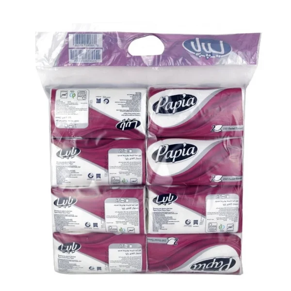 دستمال کاغذی پاپیا 250 برگ دولا بسته 8 عددی - Image 2