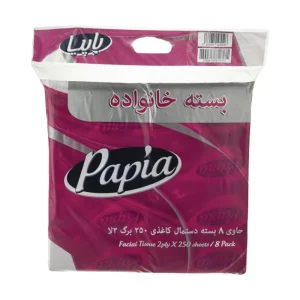 دستمال کاغذی پاپیا 250 برگ دولا بسته 8 عددی